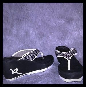 Black and White wedge sandals